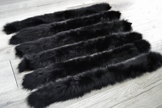 BY ORDER, not Tail, 60-80 cm Super Soft Real Black Fox Fur Trim Hood, Fur collar trim, Fox Fur Collar, Fur Ruff, Fur Hood, Fox Fur, Fur