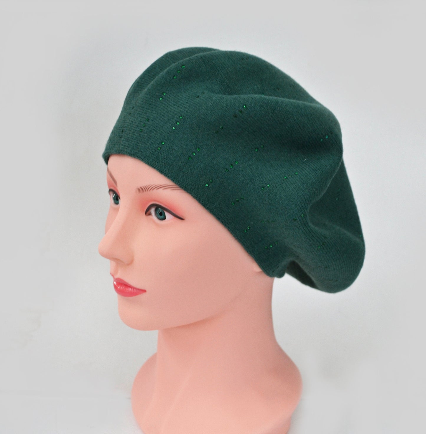 FALL WOMAN BERET, Beret Hat, Women's Hat, Knitted Beret Hat, Handmade Hat, Gift for Her, Slouchy Beret, Girl Beret, Rhinestones Decor
