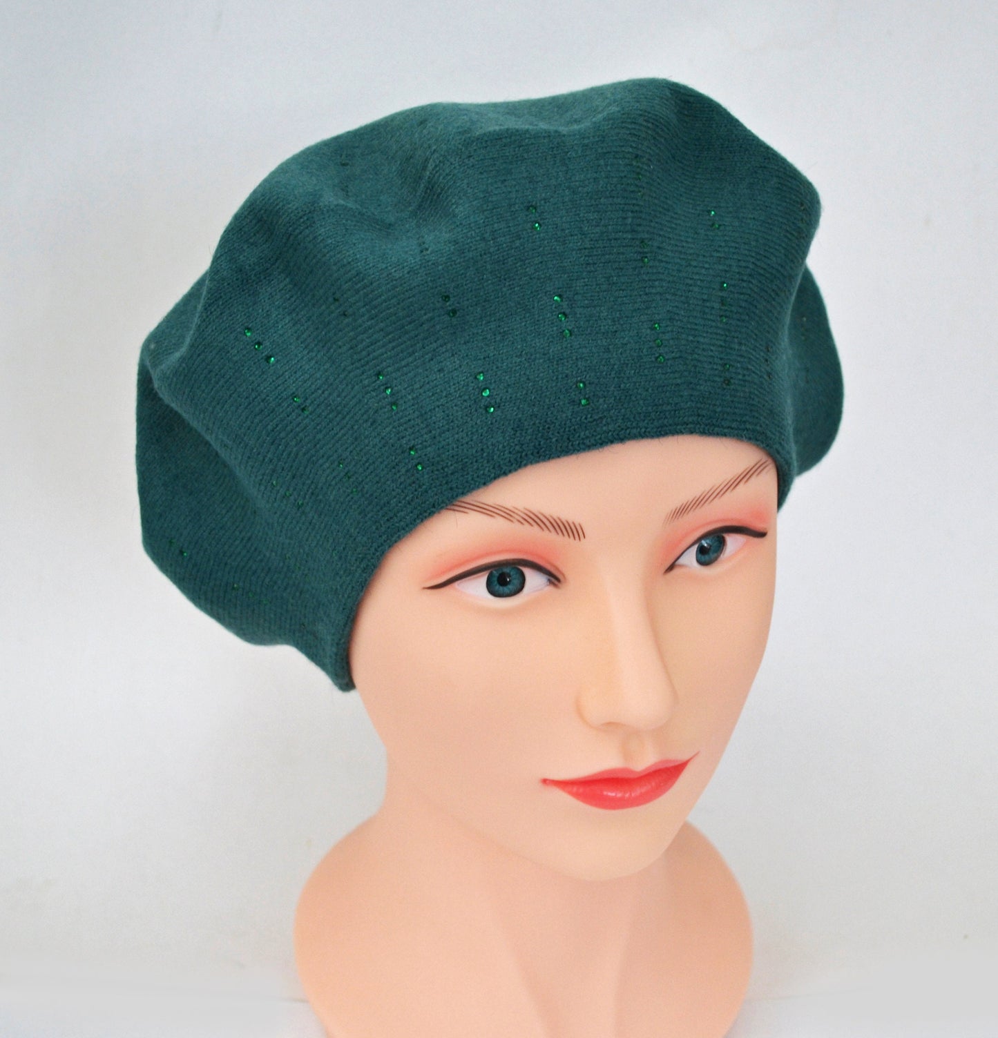 FALL WOMAN BERET, Beret Hat, Women's Hat, Knitted Beret Hat, Handmade Hat, Gift for Her, Slouchy Beret, Girl Beret, Rhinestones Decor