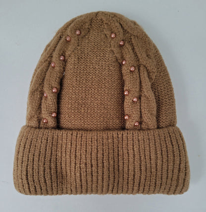 Women's braided slouchy beanie wool blend fleece lined hat – view 10