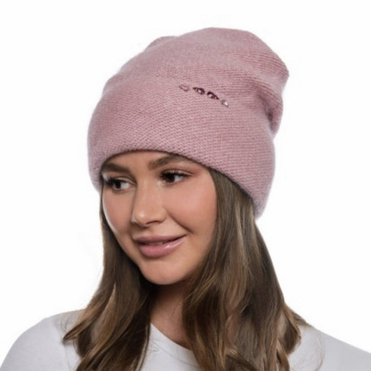 Mohair Wool Beanie: Knitted Slouchy Winter Hat with Fleece Lining