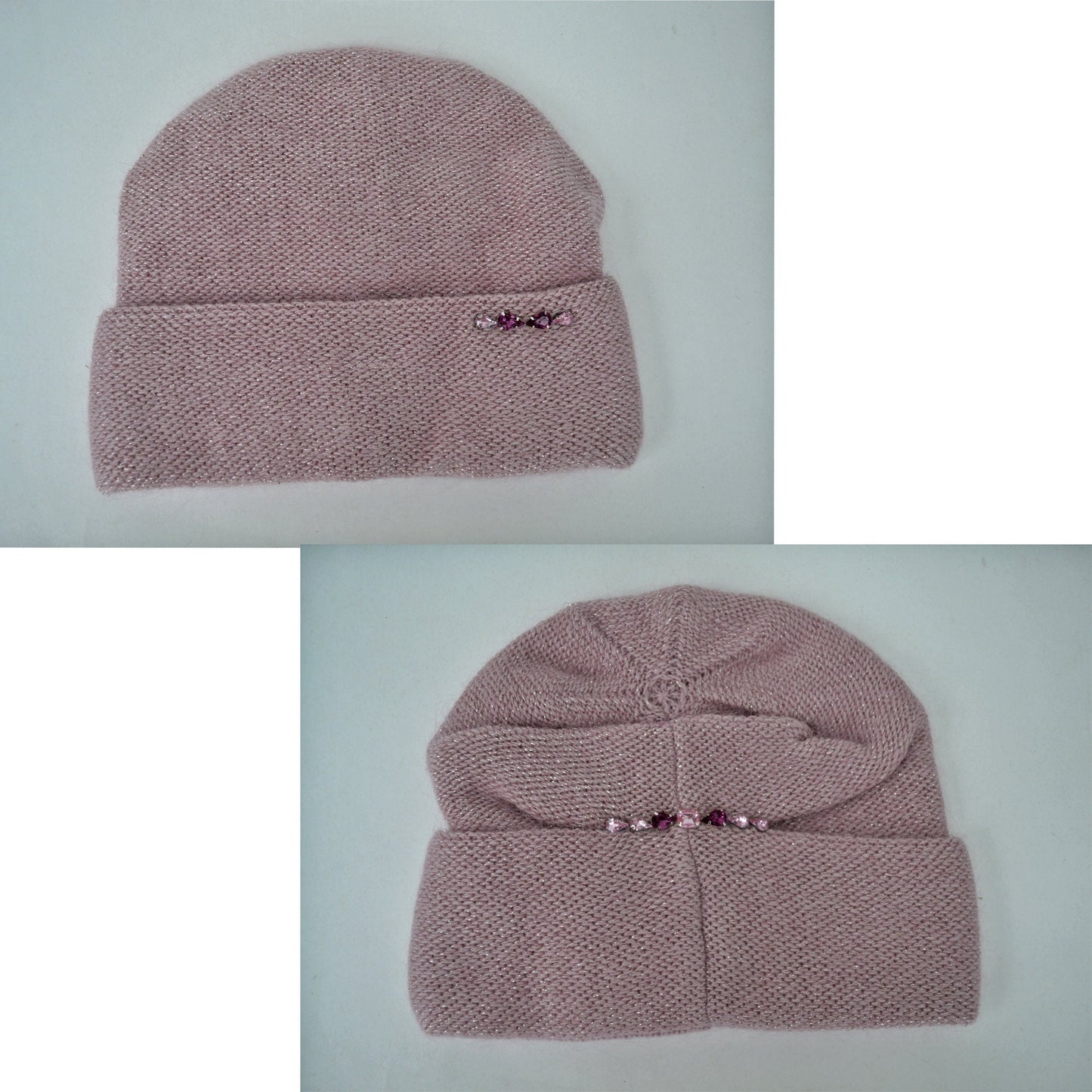 Mohair Wool Beanie: Knitted Slouchy Winter Hat with Fleece Lining