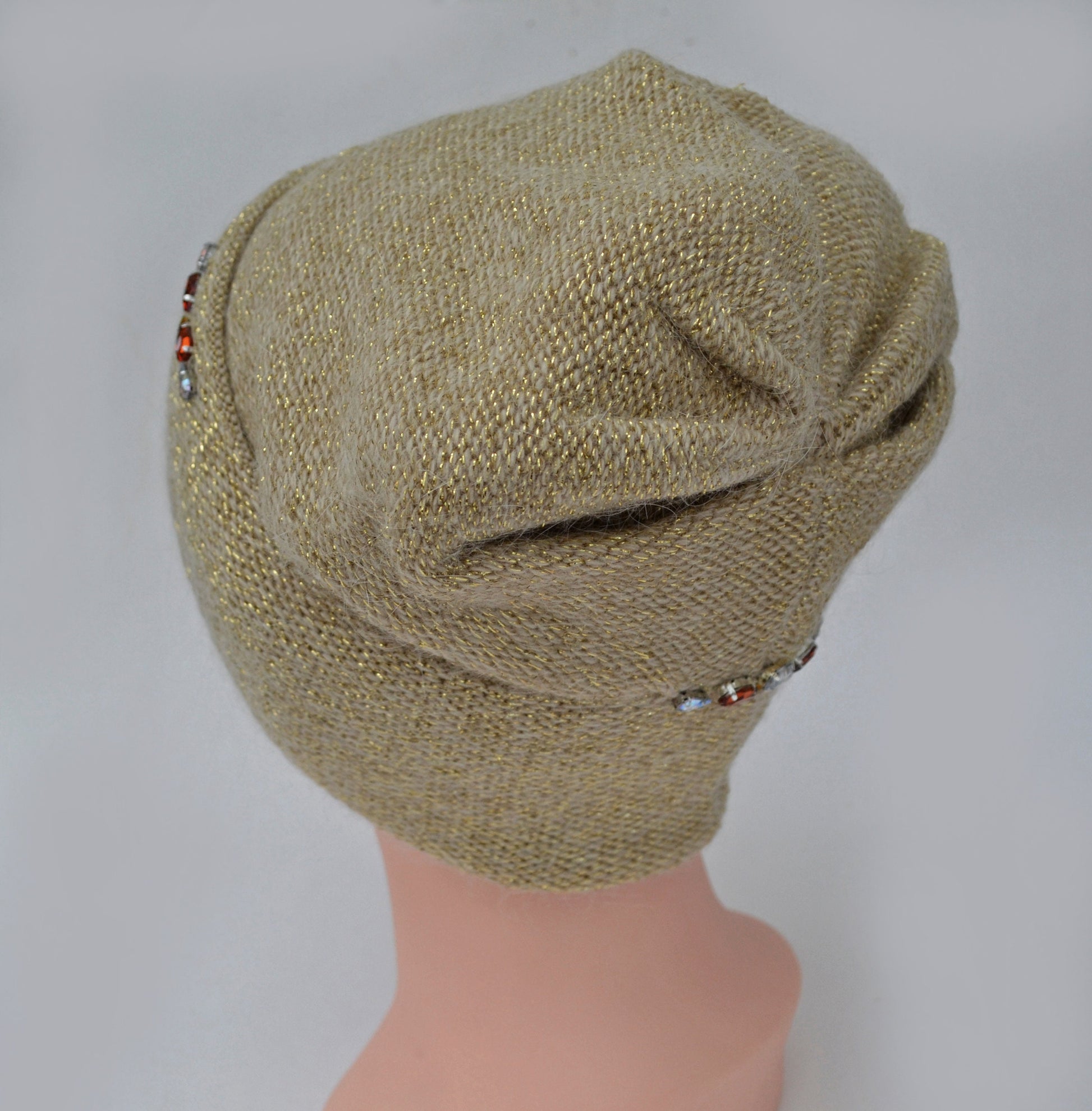 Mohair Wool Beanie: Knitted Slouchy Winter Hat with Fleece Lining