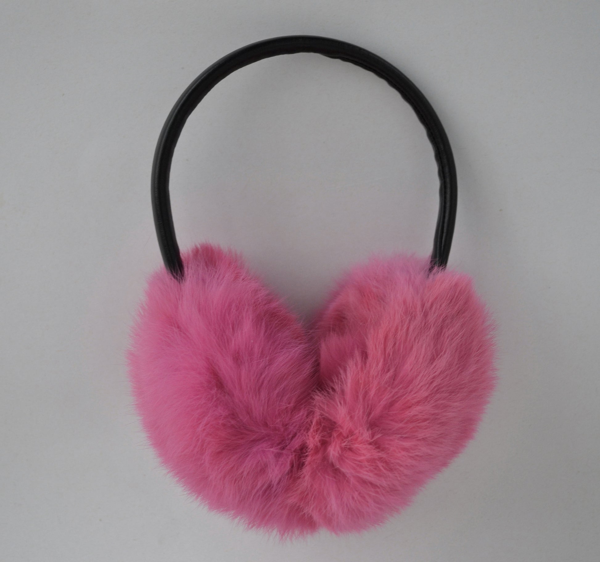 rabbit fur earmuffs pink