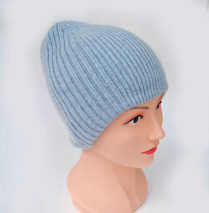 ANGORA WOOL BEANIE Girl Knitted Slouchy Winter Woman Hat with Beads, Gift for Her Wool Accessories Chunky Hat Fleece Lining Cap Warm