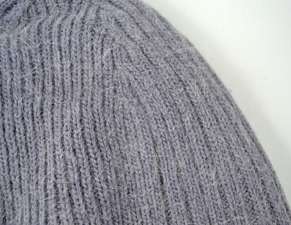 Angora Wool Beanie: Knitted Slouchy Winter Hat with Fleece Lining