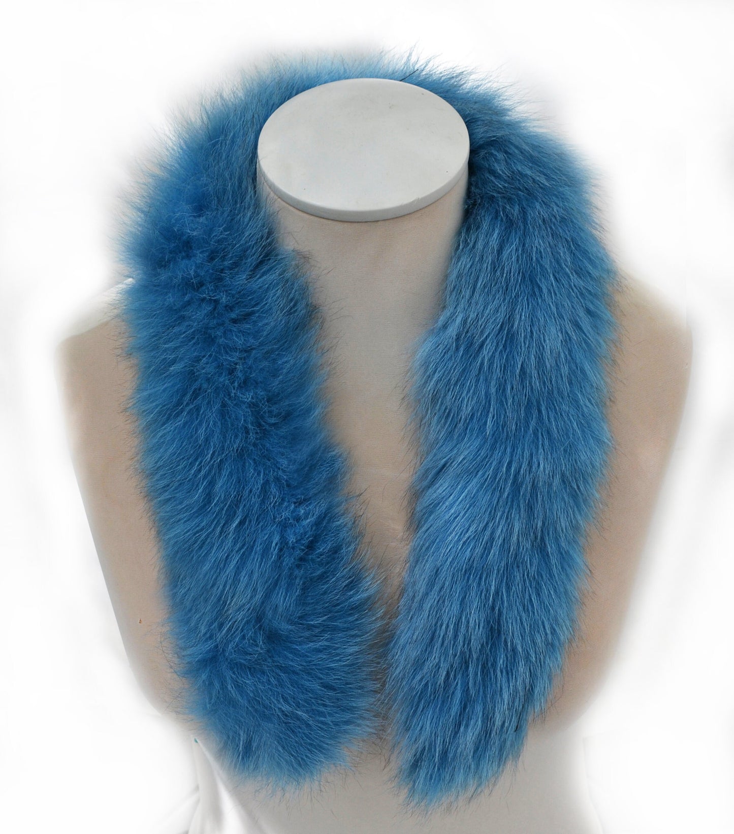 Blue real fox fur hood trim made from fox tail fur – Single – view 2