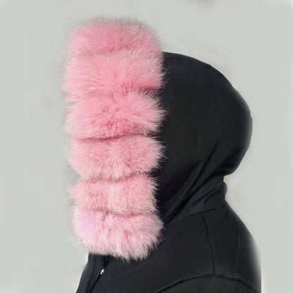 Raccoon Look real fox fur hood trim made from fox tail fur – Cubes – view 2
