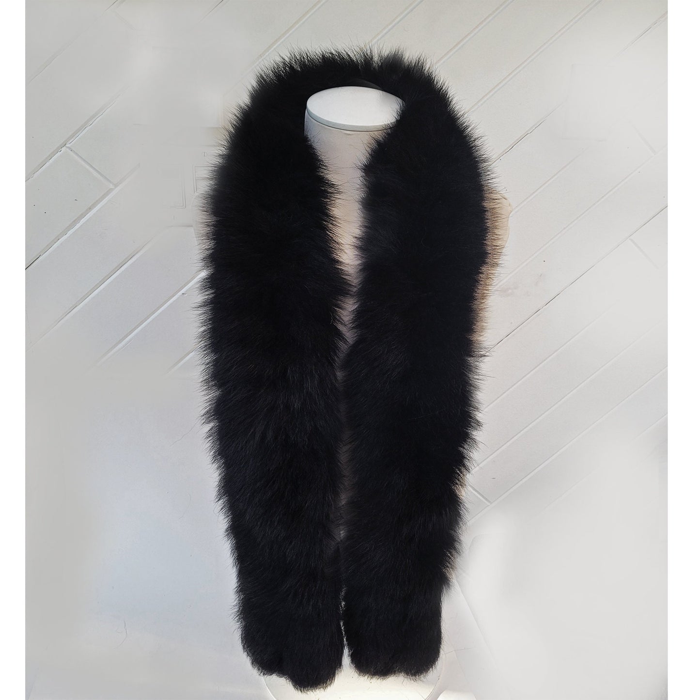 BY ORDER Extra Long 120 cm and more Real Black Fox Fur (TAIL) Collar, Fur Trim for Hood, Cardigan Fur Collar, Fur Scarf, Fur Ruff, Fur Hood