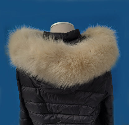 Beige Fur Trim for Hood – genuine Arctic fox fur pieces – image 3
