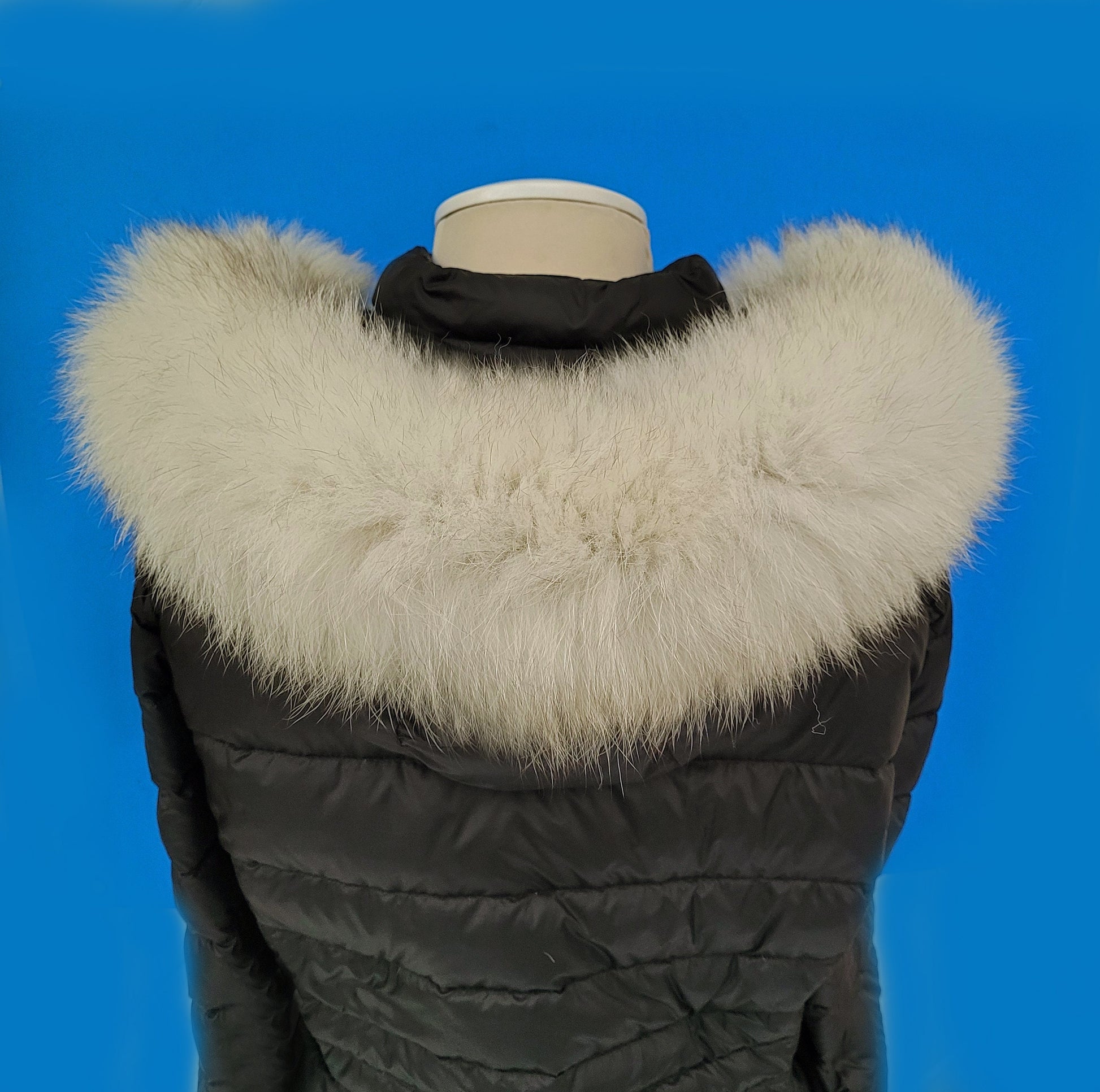 Ivory with Black Tips real fox fur hood trim made from fox tail fur – Double – view 2
