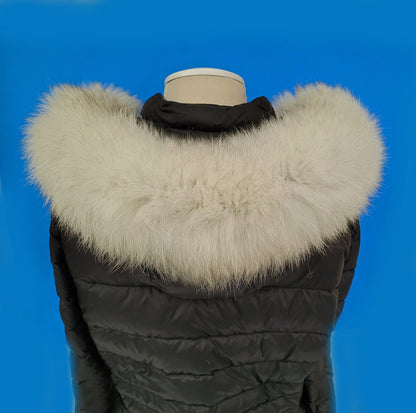 Ivory with Black Tips real fox fur hood trim made from fox tail fur – Double – view 2