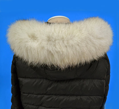 Ivory with Black Tips real fox fur hood trim made from fox tail fur – Double – view 1
