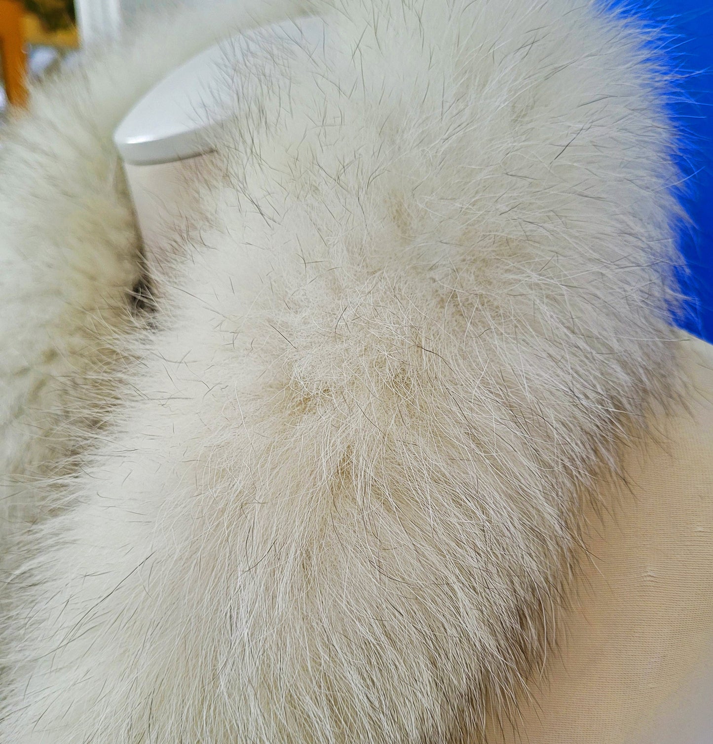 Ivory with Black Tips real fox fur hood trim made from fox tail fur – Double – view 8