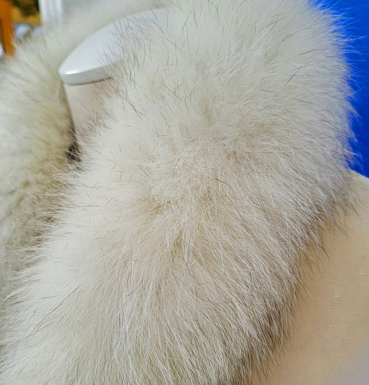 Ivory with Black Tips real fox fur hood trim made from fox tail fur – Double – view 8