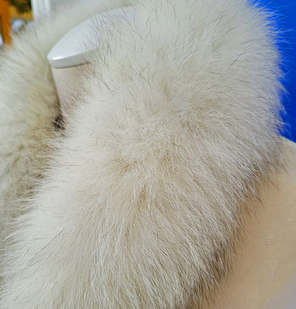 Ivory with Black Tips real fox fur hood trim made from fox tail fur – Double – view 8