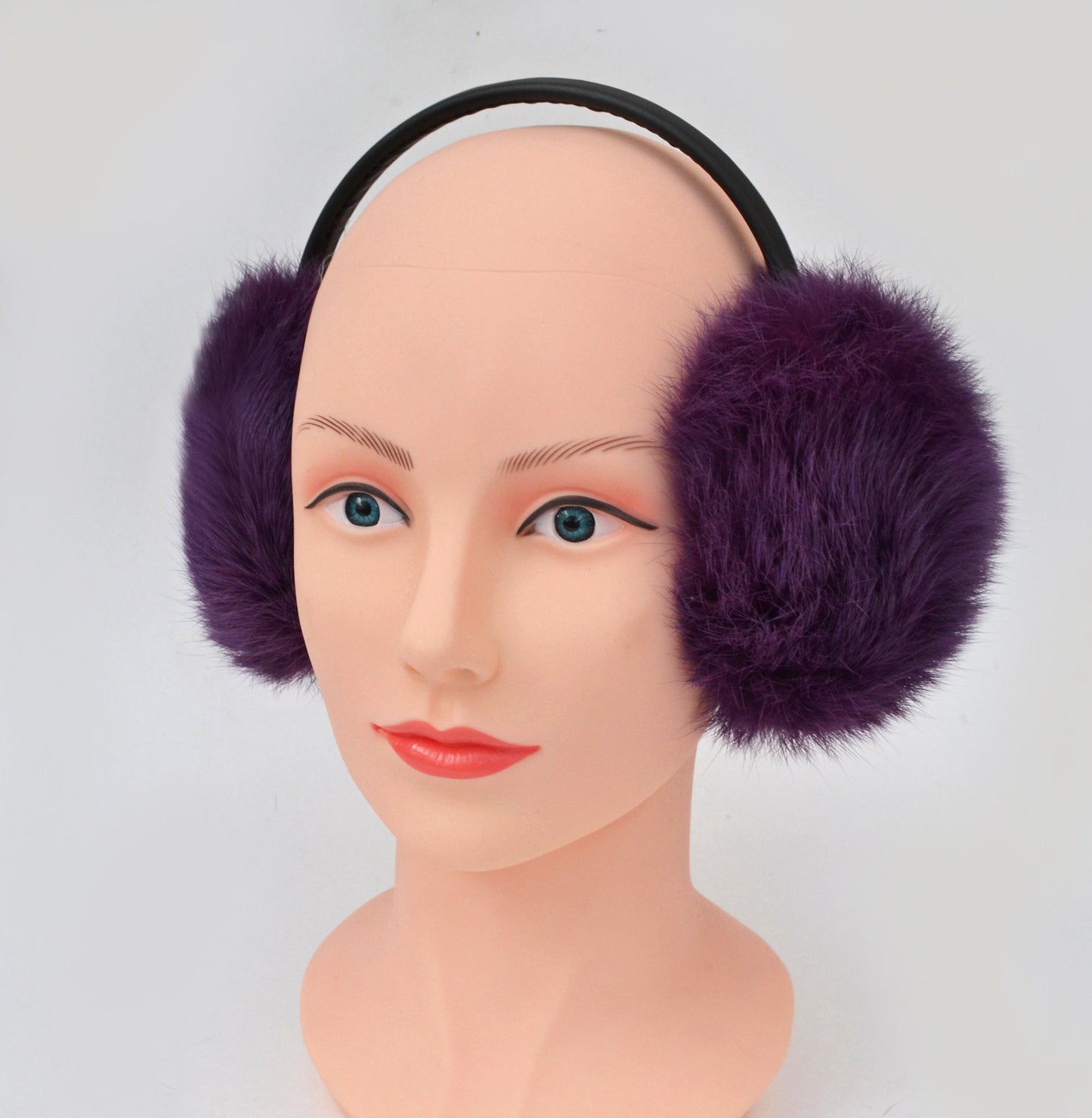 Real Fur Earmuffs, Rabbit Fur Ear Warmer, Purple Earmuffs, Large Ear Muffs, Fluffy Ear Muffs, Earmuffs Women, Rabbit Fur, Ear Warmers