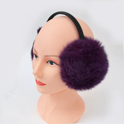 Real Fur Earmuffs, Rabbit Fur Ear Warmer, Purple Earmuffs, Large Ear Muffs, Fluffy Ear Muffs, Earmuffs Women, Rabbit Fur, Ear Warmers