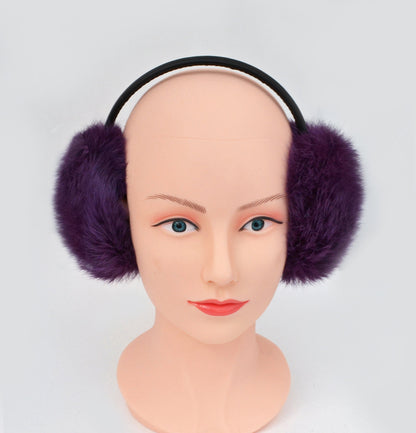 Real Fur Earmuffs, Rabbit Fur Ear Warmer, Purple Earmuffs, Large Ear Muffs, Fluffy Ear Muffs, Earmuffs Women, Rabbit Fur, Ear Warmers