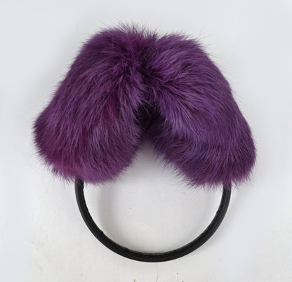 Real Fur Earmuffs, Rabbit Fur Ear Warmer, Purple Earmuffs, Large Ear Muffs, Fluffy Ear Muffs, Earmuffs Women, Rabbit Fur, Ear Warmers