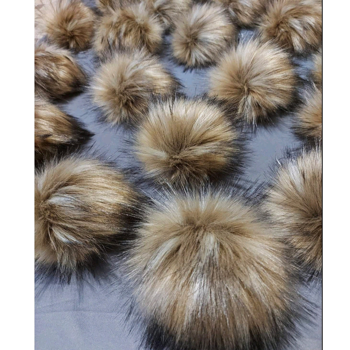 Large Faux Raccoon Fur Pom Poms – Sets of 5 or 10 – 15–18 cm