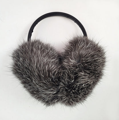 Gray / Dark Gray / Brown Rabbit Fur Ear Warmers – genuine rabbit fur – image 7