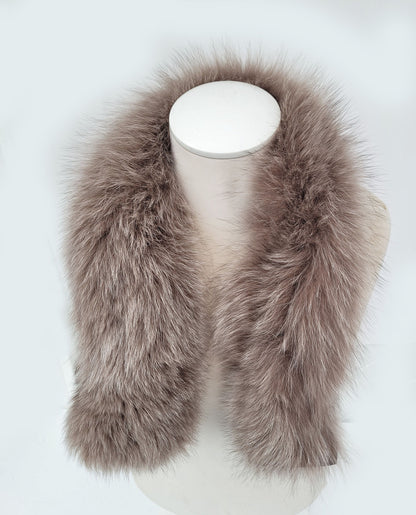 Cappuccino Beige Fur Collar Trim – genuine Arctic fox fur pieces – image 4