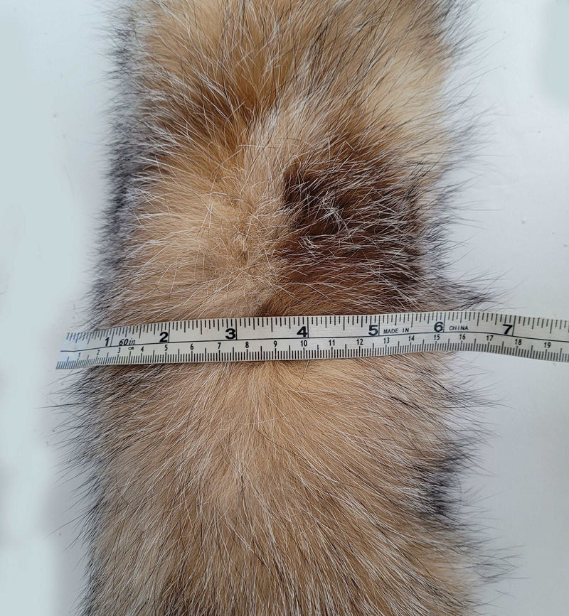 Large Beige Brown Fox Fur Trim, Collar for Hood (PIECES), 80 cm