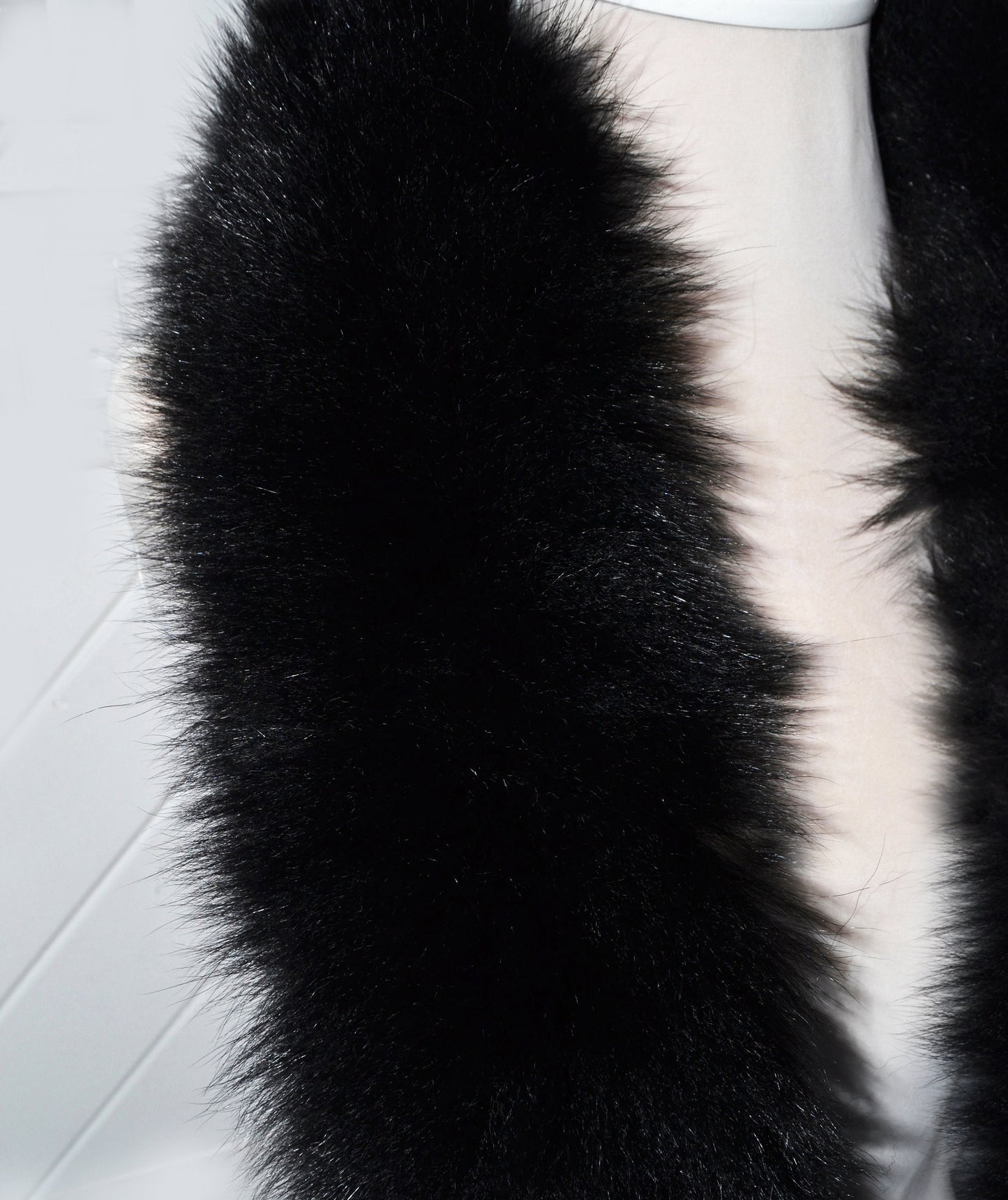 BY ORDER Extra Long 120 cm and more Real Black Fox Fur (TAIL) Collar, Fur Trim for Hood, Cardigan Fur Collar, Fur Scarf, Fur Ruff, Fur Hood