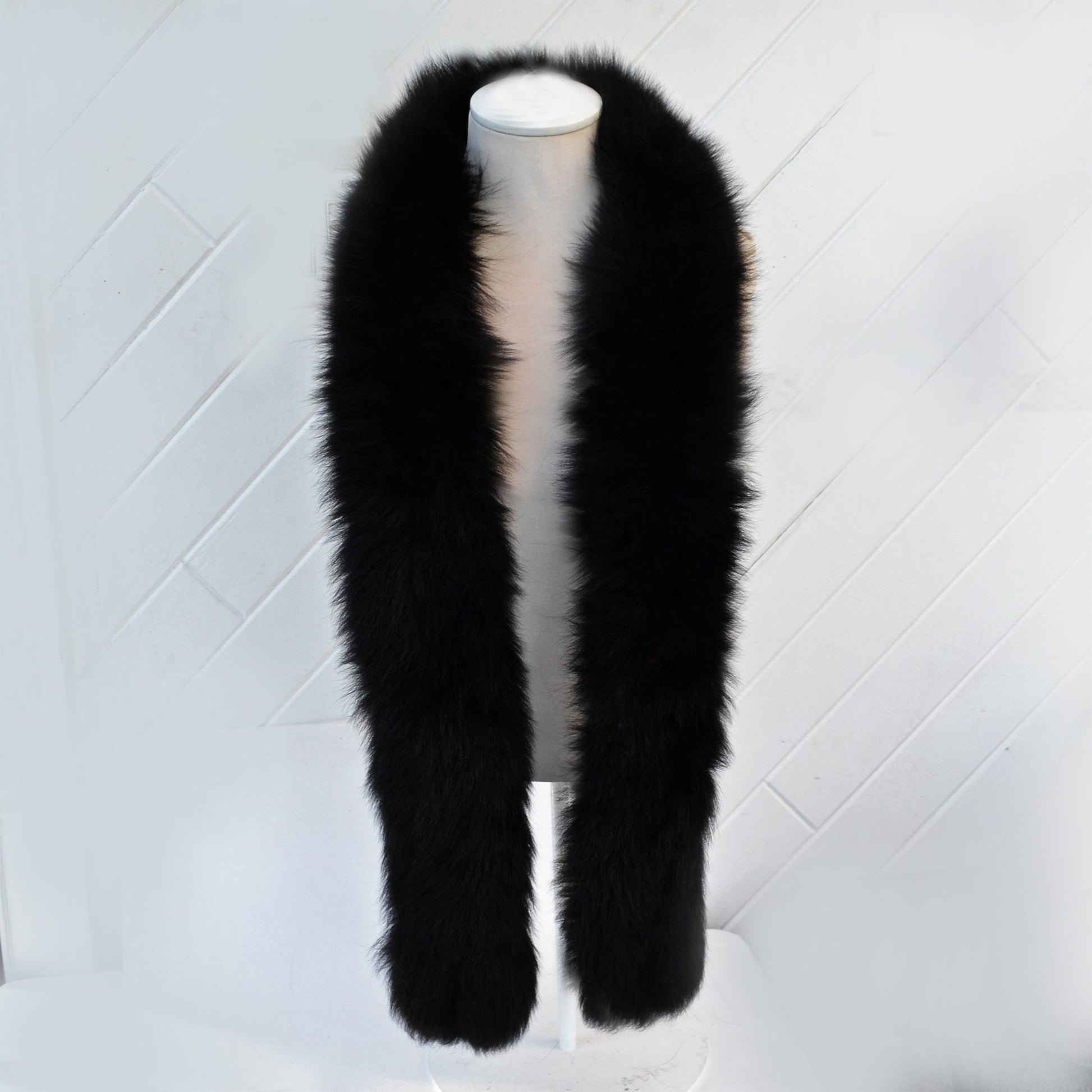 BY ORDER Extra Long 120 cm and more Real Black Fox Fur (TAIL) Collar, Fur Trim for Hood, Cardigan Fur Collar, Fur Scarf, Fur Ruff, Fur Hood