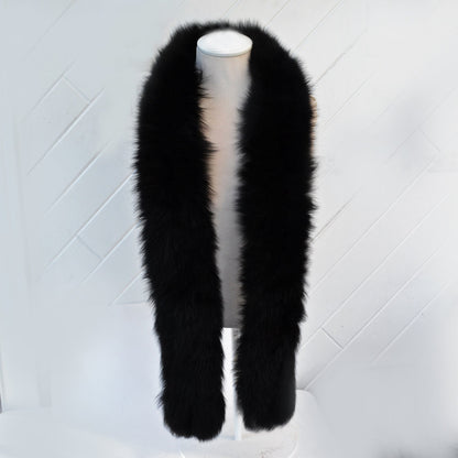 Black Fox Fur Tail Hood Trim single – genuine fox tail fur – image 1