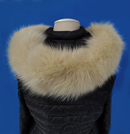 Beige Fur Trim for Hood – genuine Arctic fox fur pieces – image 4