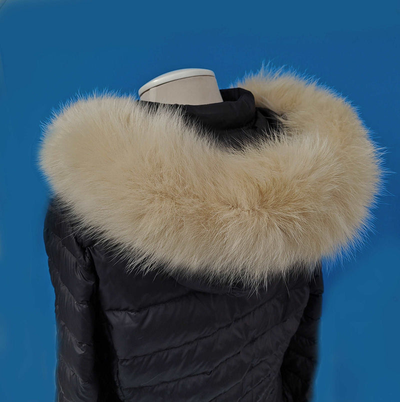 Large Beige Fox Fur Trim, Collar for Hood (PIECES), 80 cm