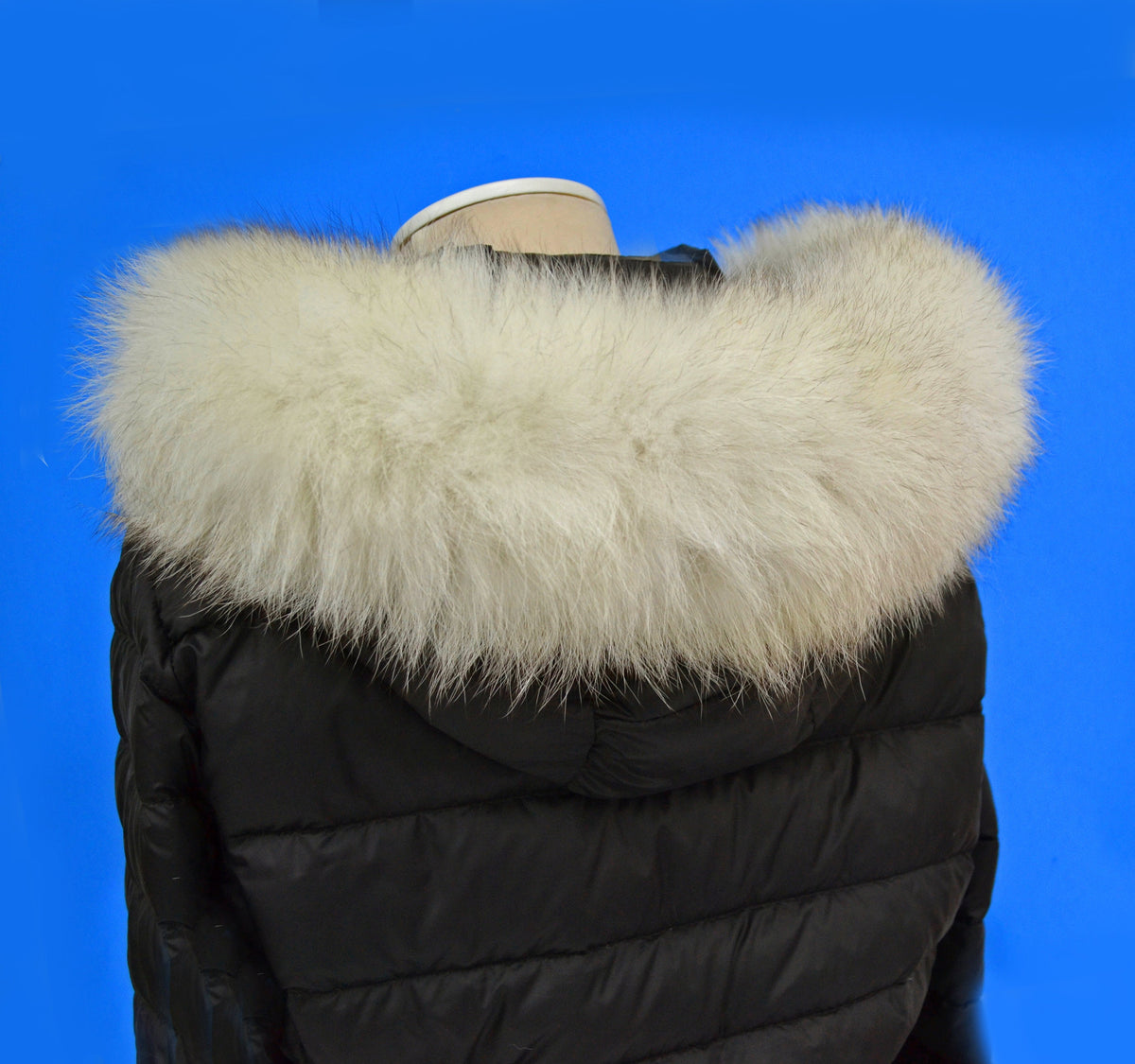 Ivory with Black Tips real fox fur hood trim made from fox tail fur – Double – view 5