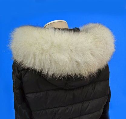 Ivory with Black Tips real fox fur hood trim made from fox tail fur – Double – view 5