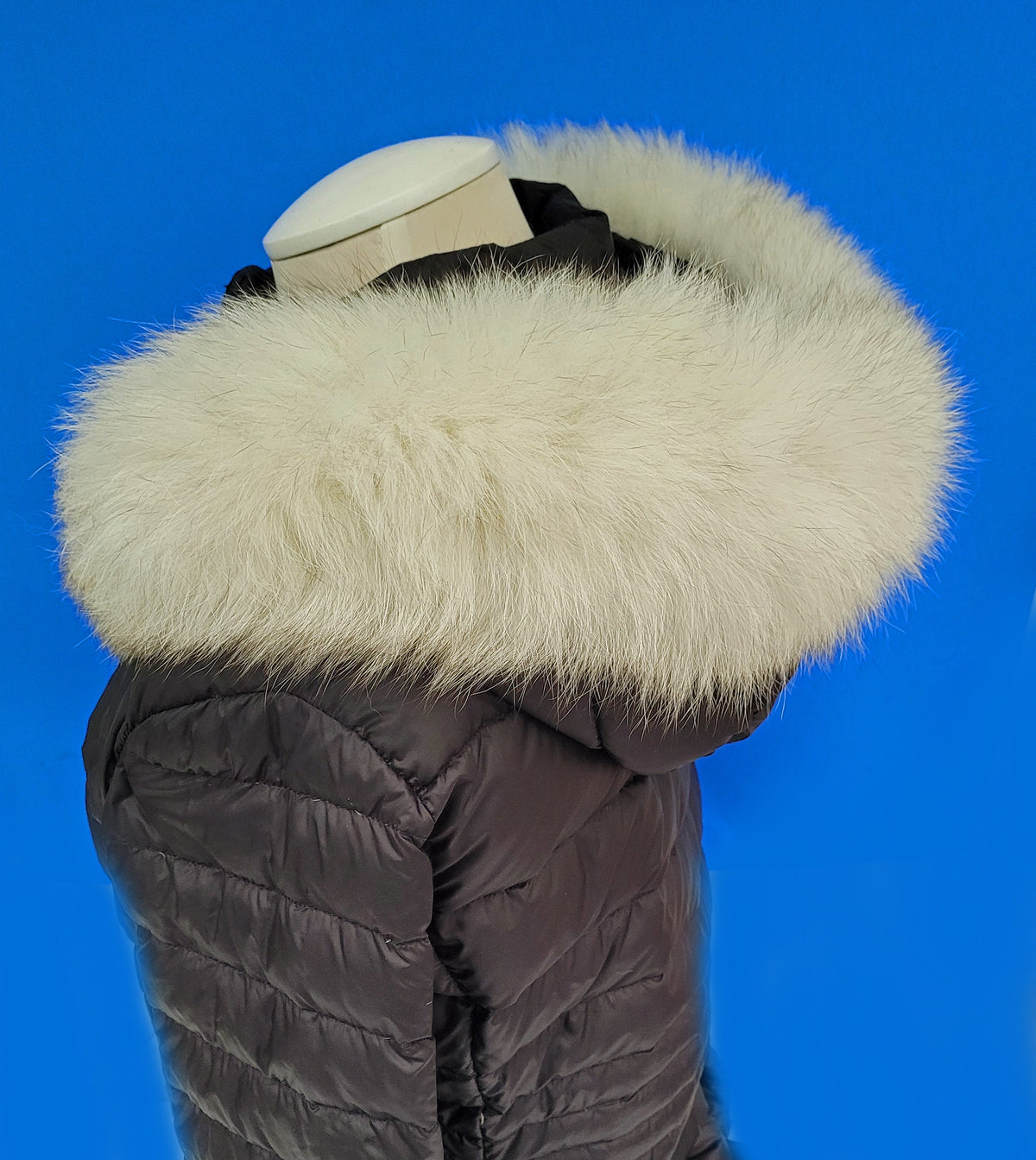 Ivory with Black Tips real fox fur hood trim made from fox tail fur – Double – view 6
