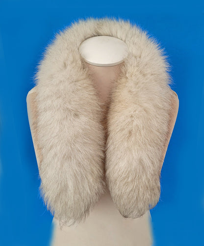 Ivory with Black Tips real fox fur hood trim made from fox tail fur – Double – view 7