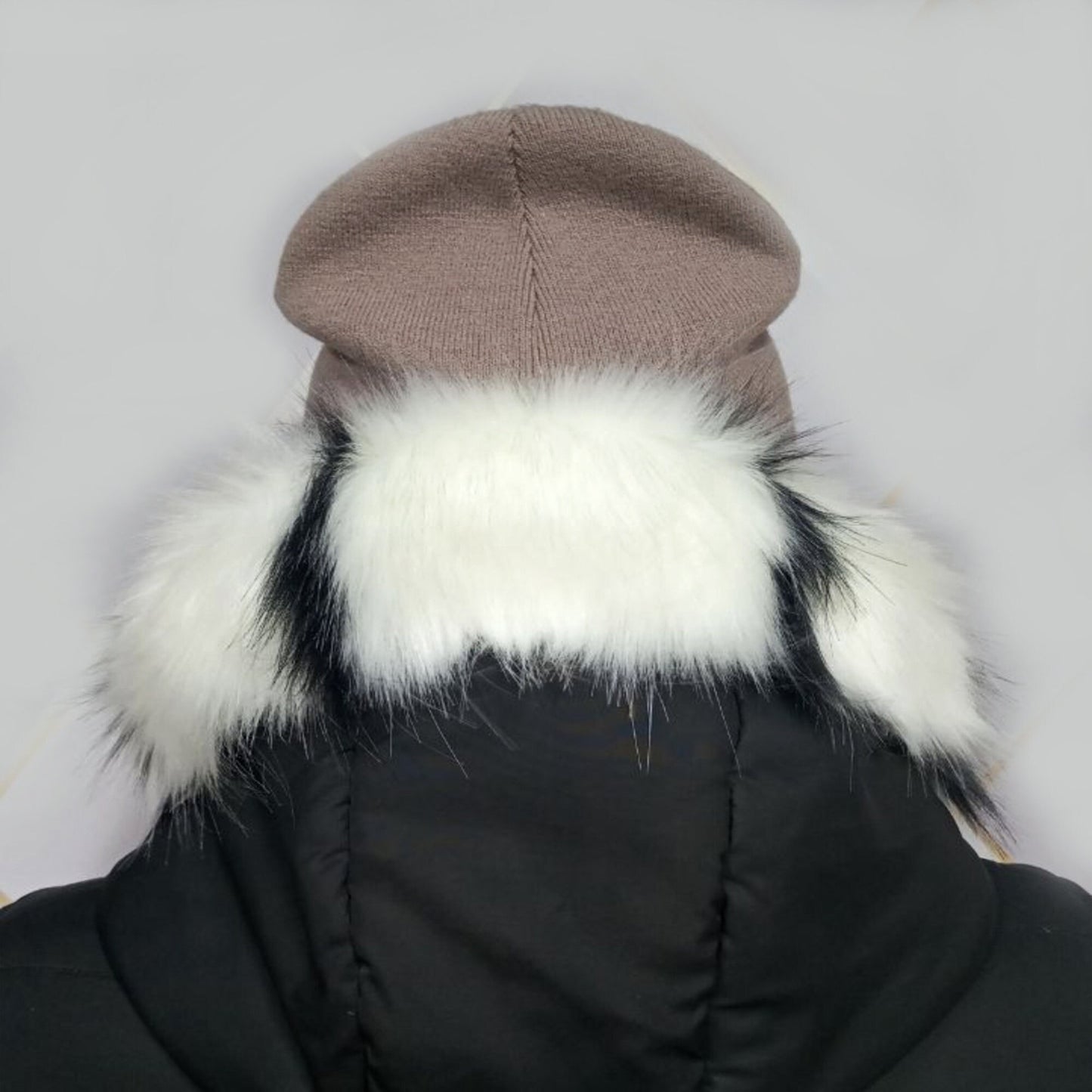 BY ORDER White Black Striped Faux Fur Vegan Trim Hood 70 cm, Faux Fur Collar Trim, Fur Fabric, Fur Ruff, Faux Fur Hood, Hood Fur Jacket, Fur