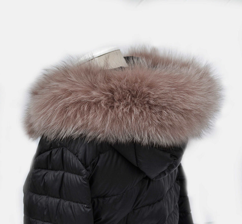 Large Brown (CAPPUCHINO) Fox Fur Trim, Collar for Hood (PIECES), 80 cm