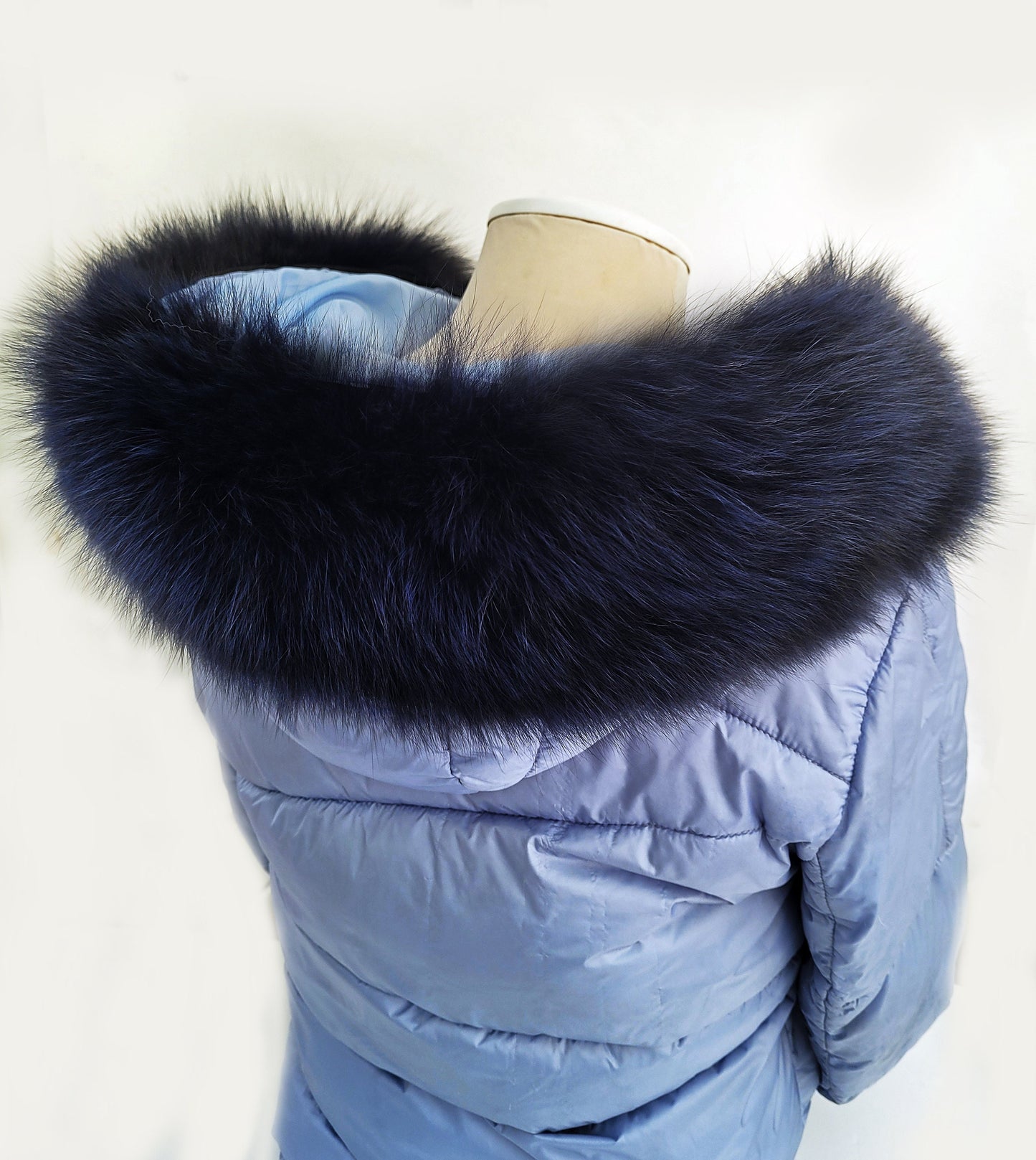 READY to SHIP From Pieces! XL Large Full Finnish Real Fox Fur Collar, Fox Fur Collar, Fur Trim for Hoodie,  Fur Scarf, Fur Ruff, Blue Fox