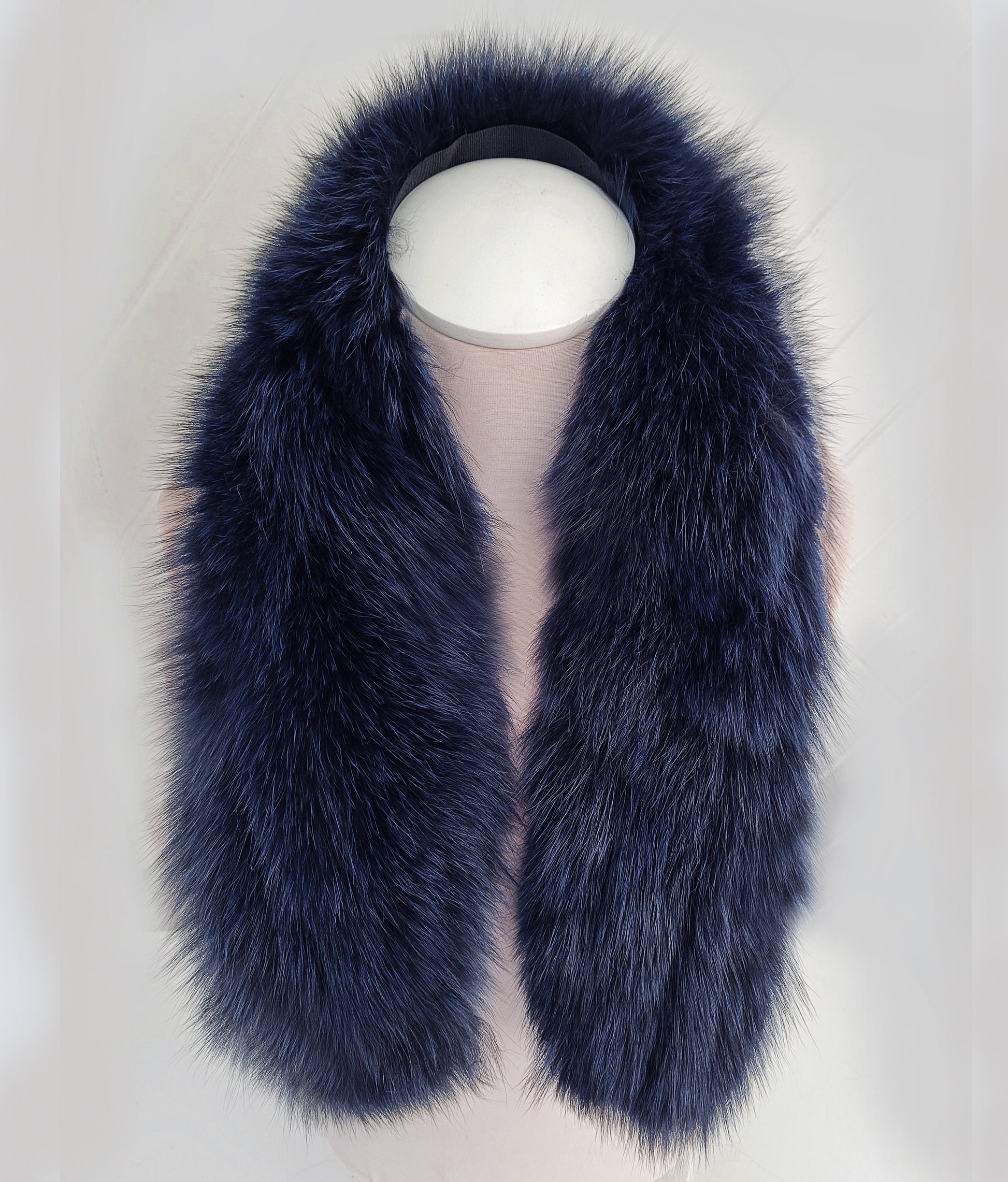 READY to SHIP From Pieces! XL Large Full Finnish Real Fox Fur Collar, Fox Fur Collar, Fur Trim for Hoodie, Fur Scarf, Fur Ruff, Blue Fox