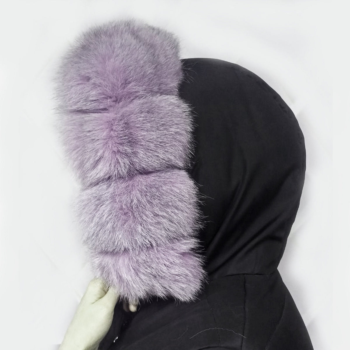 Raccoon Look real fox fur hood trim made from fox tail fur – Cubes – view 3