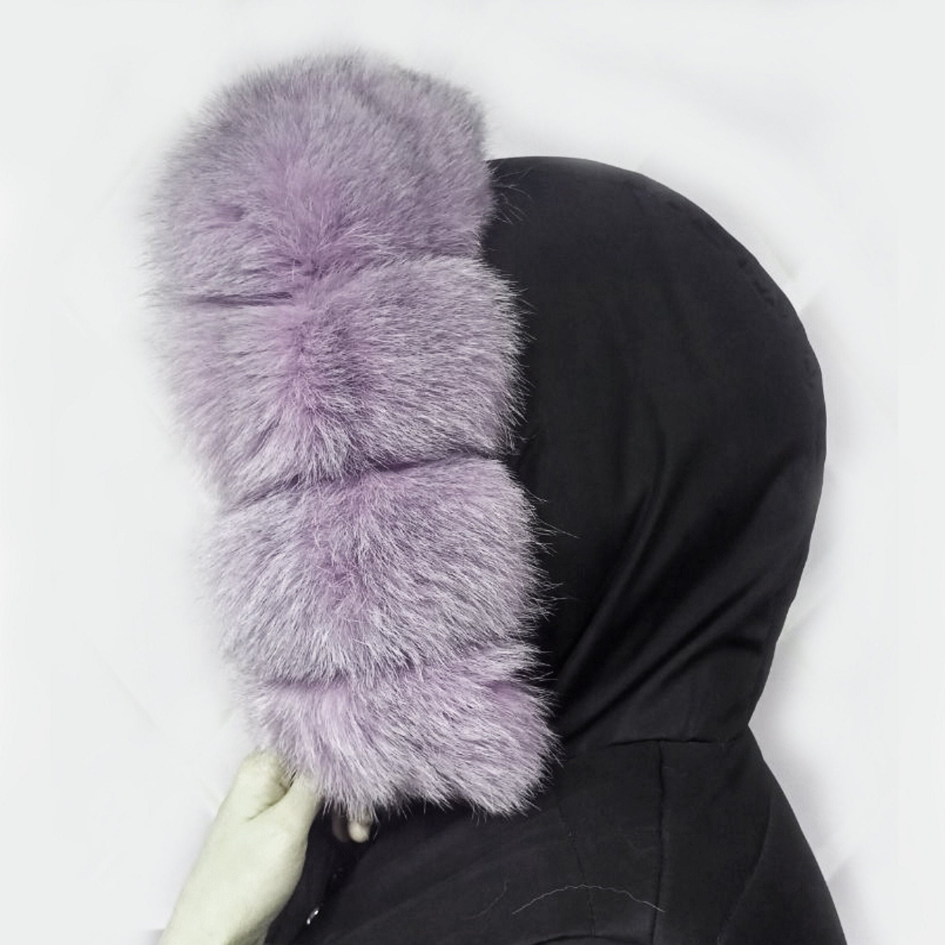 Raccoon Look real fox fur hood trim made from fox tail fur – Cubes – view 3