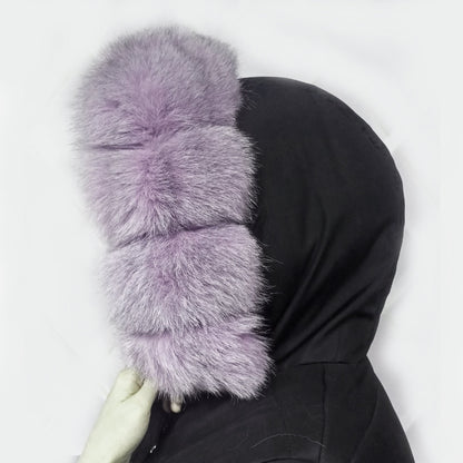 Raccoon Look real fox fur hood trim made from fox tail fur – Cubes – view 3