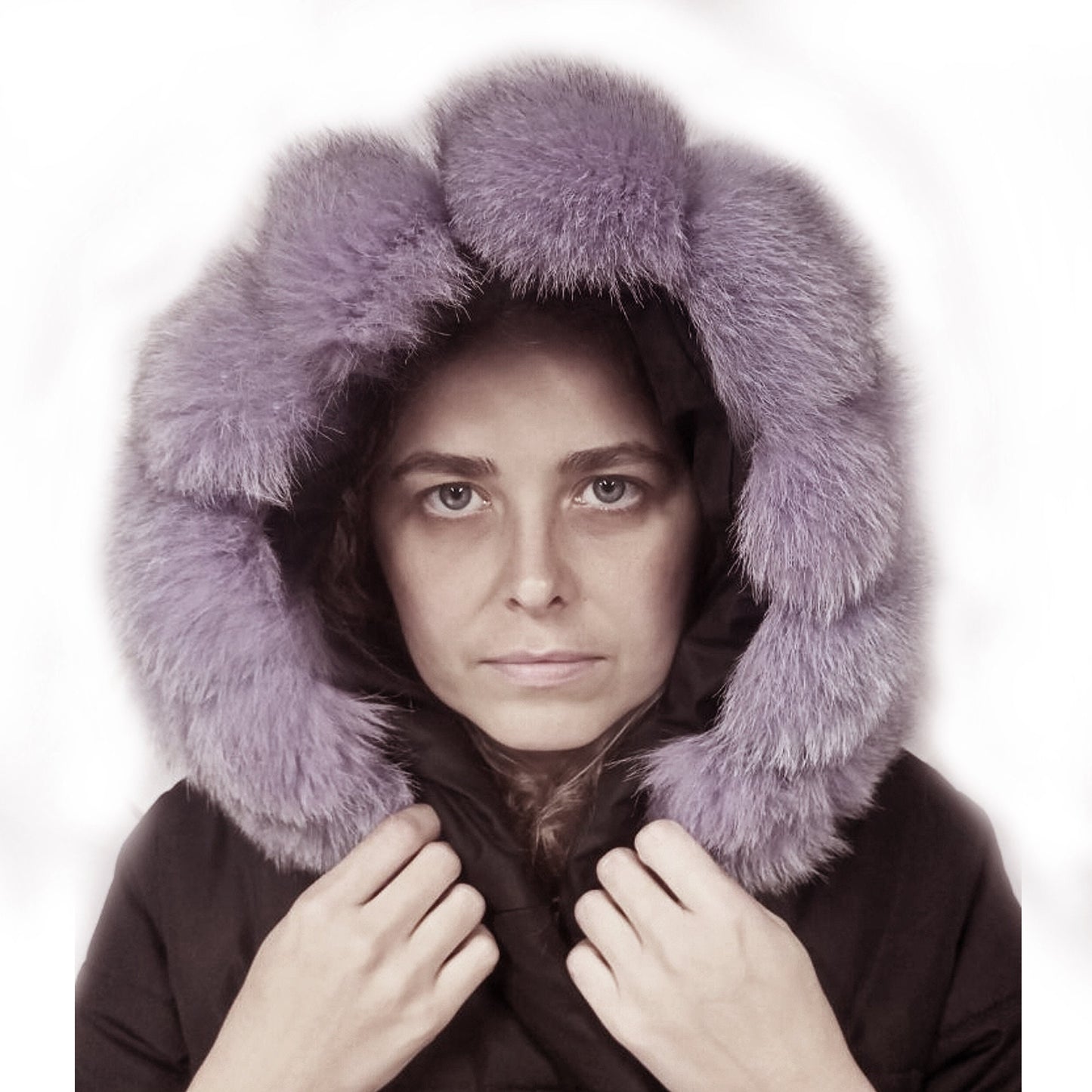 Raccoon Look real fox fur hood trim made from fox tail fur – Cubes – view 2