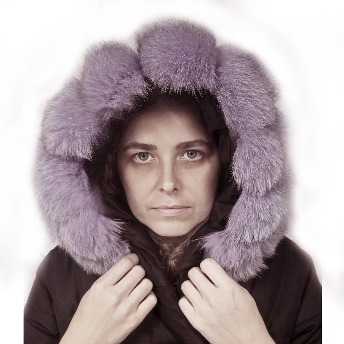 Raccoon Look real fox fur hood trim made from fox tail fur – Cubes – view 2