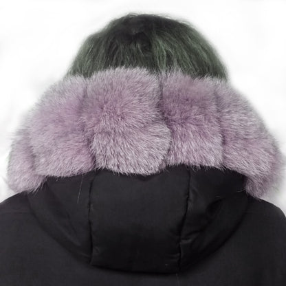 Raccoon Look real fox fur hood trim made from fox tail fur – Cubes – view 1