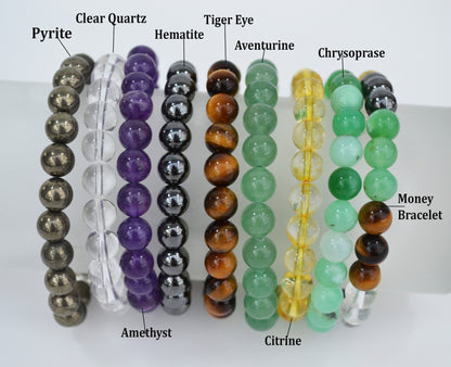 Money Wealth Bracelet, Prosperity Bracelet, Good Luck, Abundance Bracelet, Aventurine, Citrine, 8MM Beaded Bracelet, Gift for her