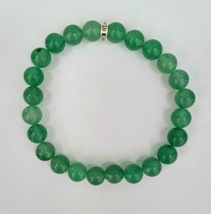 100% Genuine Gemstone Bracelet Green, Aventurine Beaded Bracelet, Crystal Gemstone Bracelet, Stretch Bracelet, Mineral Stones, Good Luck