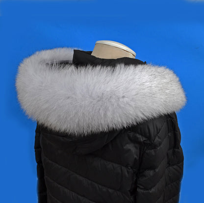 White With Black Tips Detachable Fur Trim – genuine Arctic fox pelt – image 3